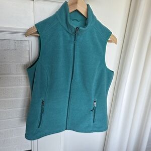 L.L Bean Polartec Recycled Teal Fleece Vest Womens Medium Item 284616